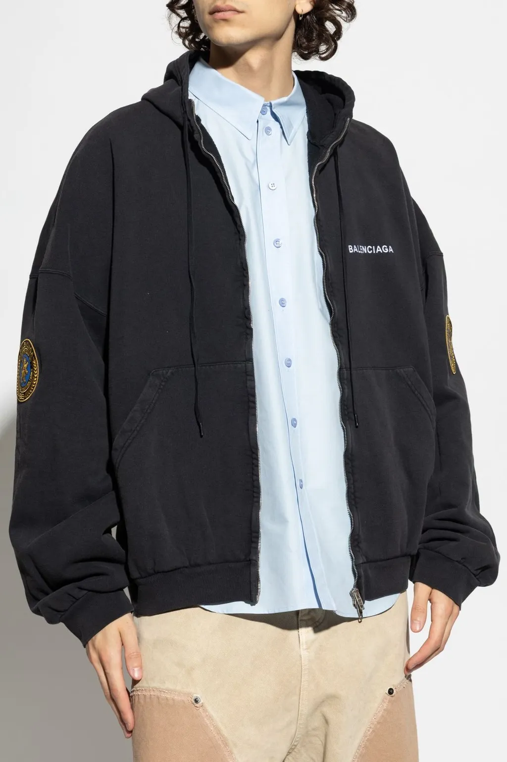 Uniform Patch Zip-Up Hoodie