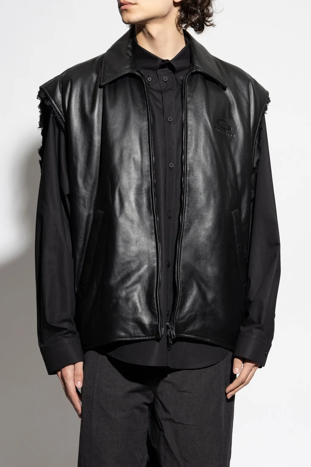 Logo Embossed Leather Vest
