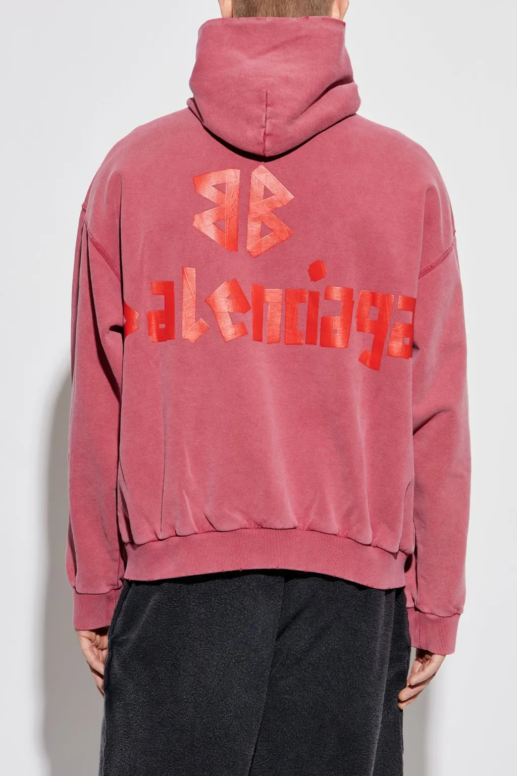 Tape Type Ripped Pocket Hoodie
