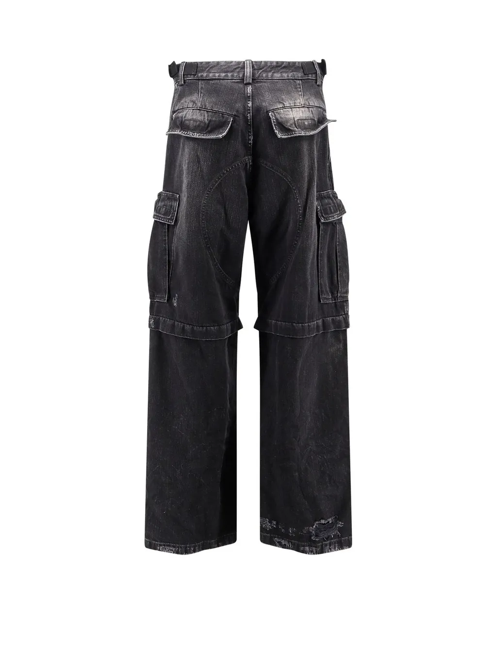 Logo Embroidered Large-Fit Cargo Jeans