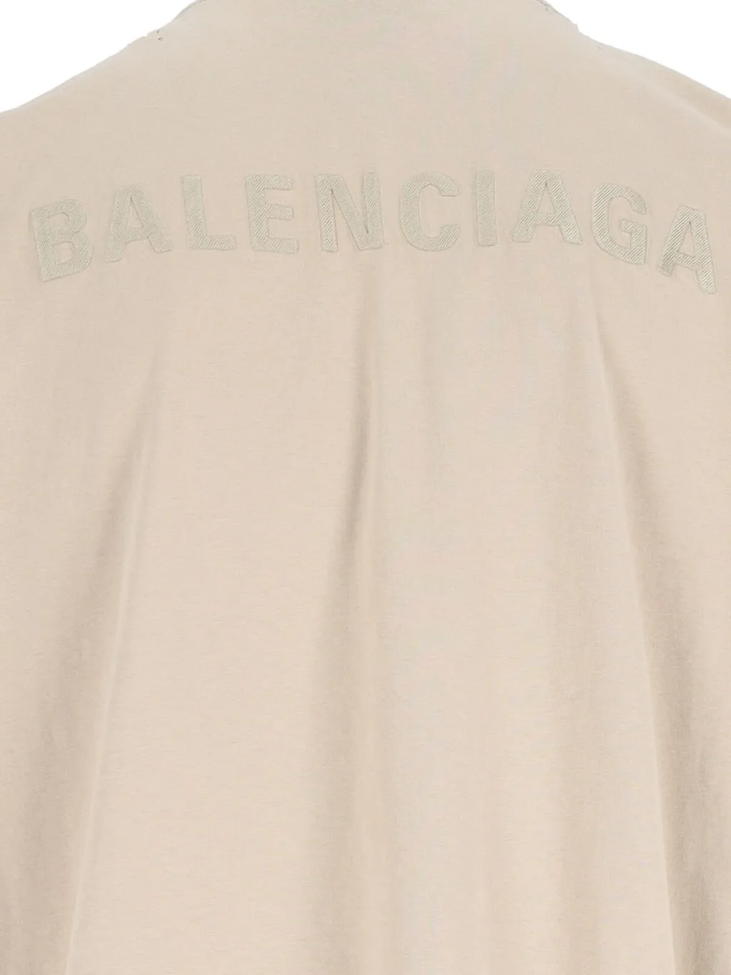 Logo Embroidered Distressed T-Shirt