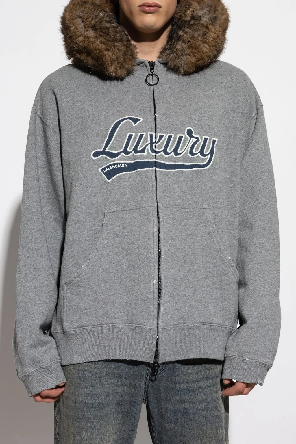 Luxury Script Oversized Zip-Up Hoodie