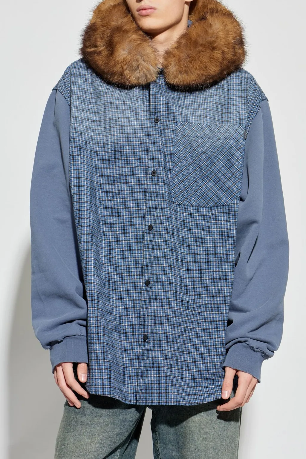 Decorative Hood Checkered Jacket