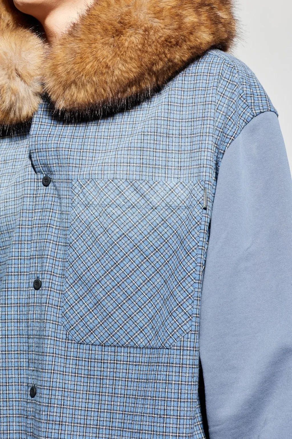 Decorative Hood Checkered Jacket