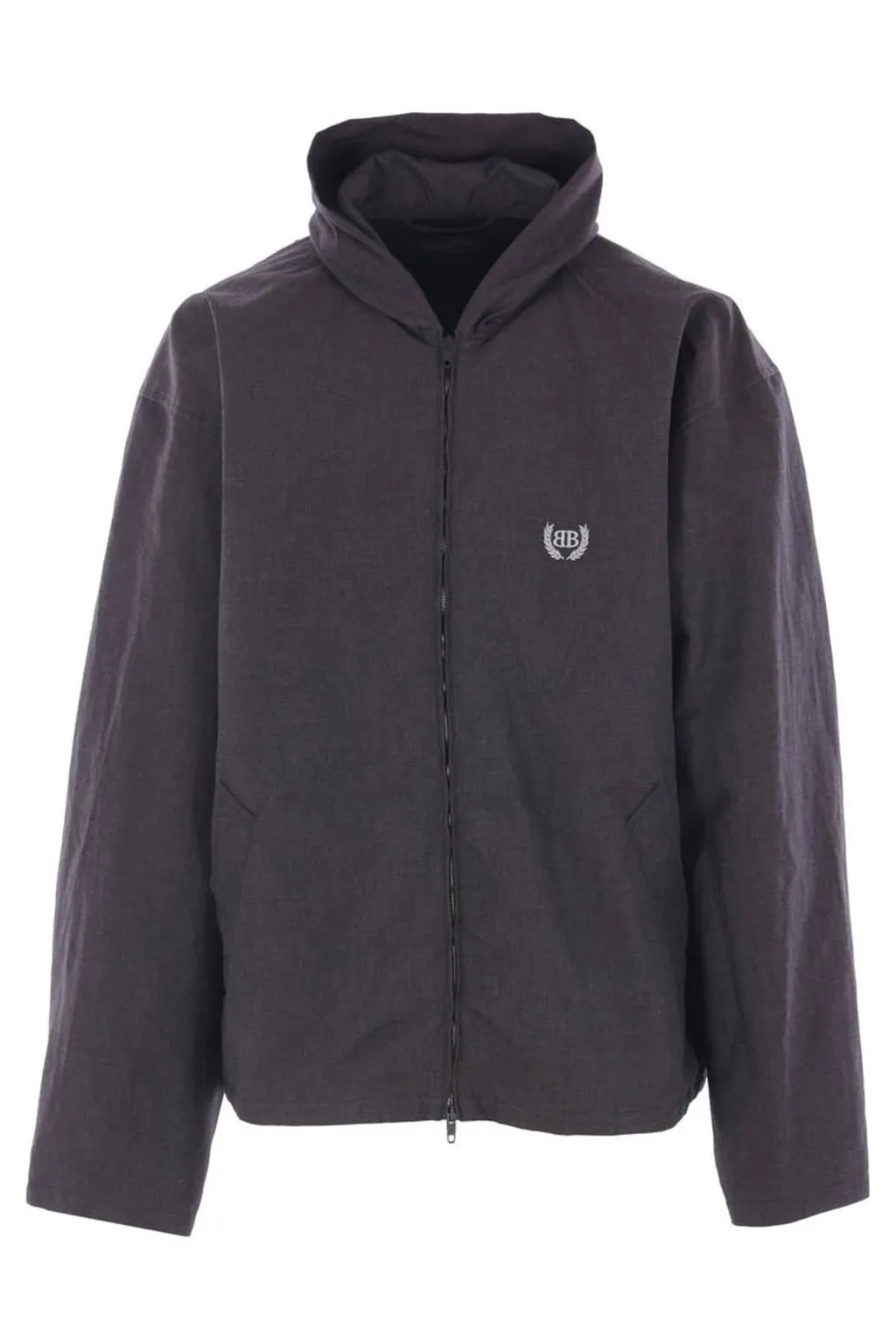 Logo Embroidered Zip-Up Hooded Jacket