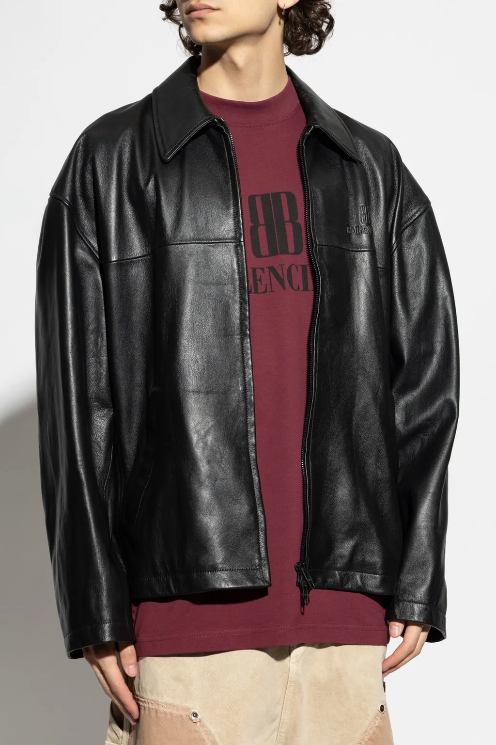 Nano Bb Zipped Leather Jacket