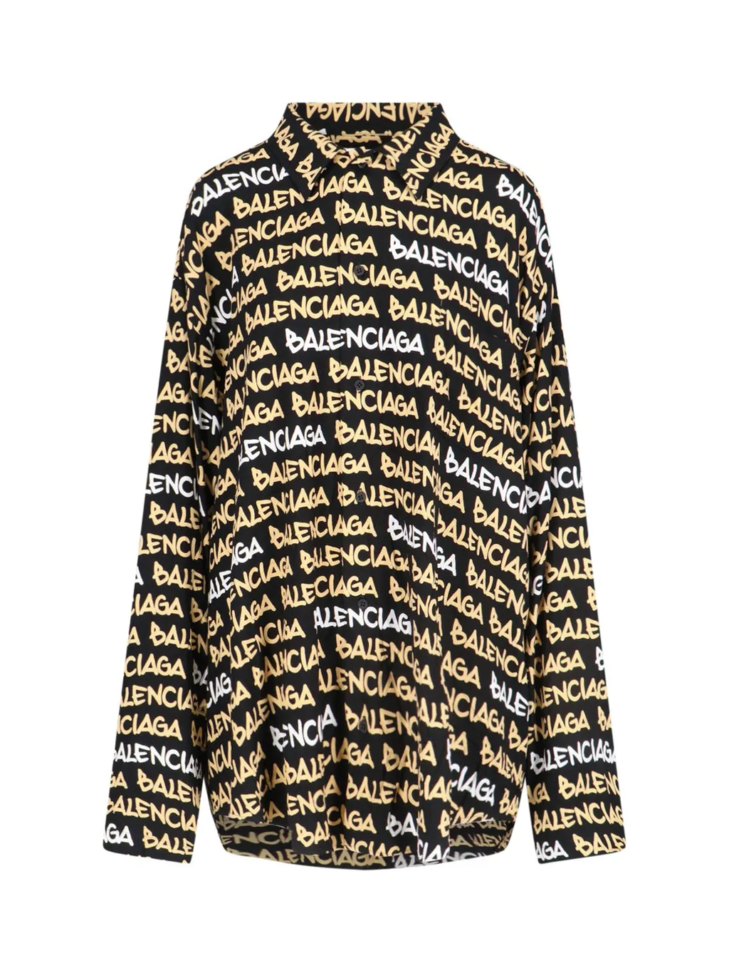 All-Over Logo Collared Long-Sleeve Shirt