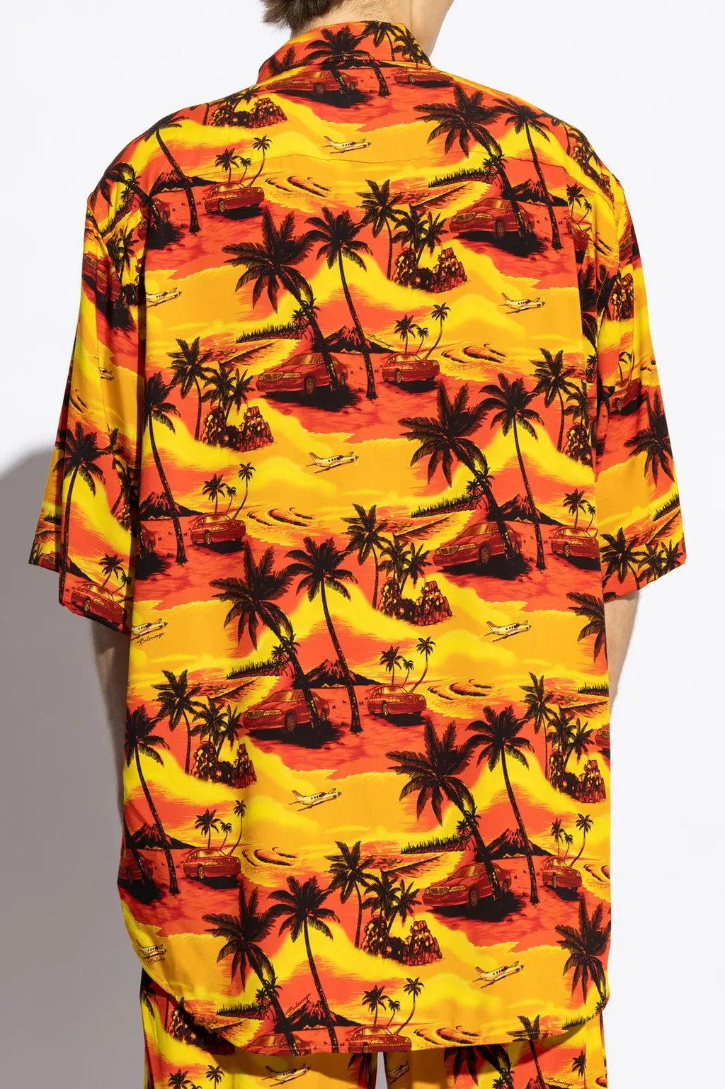 Hawaiian Car Printed Large-Fit Shirt