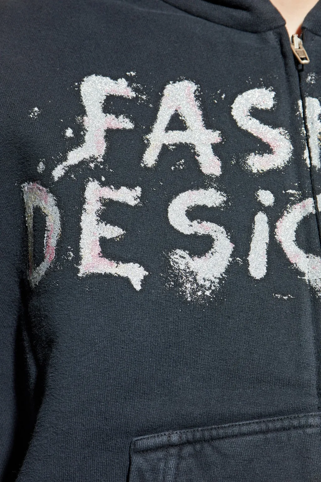 Sprayed Effect Zipped Hoodie
