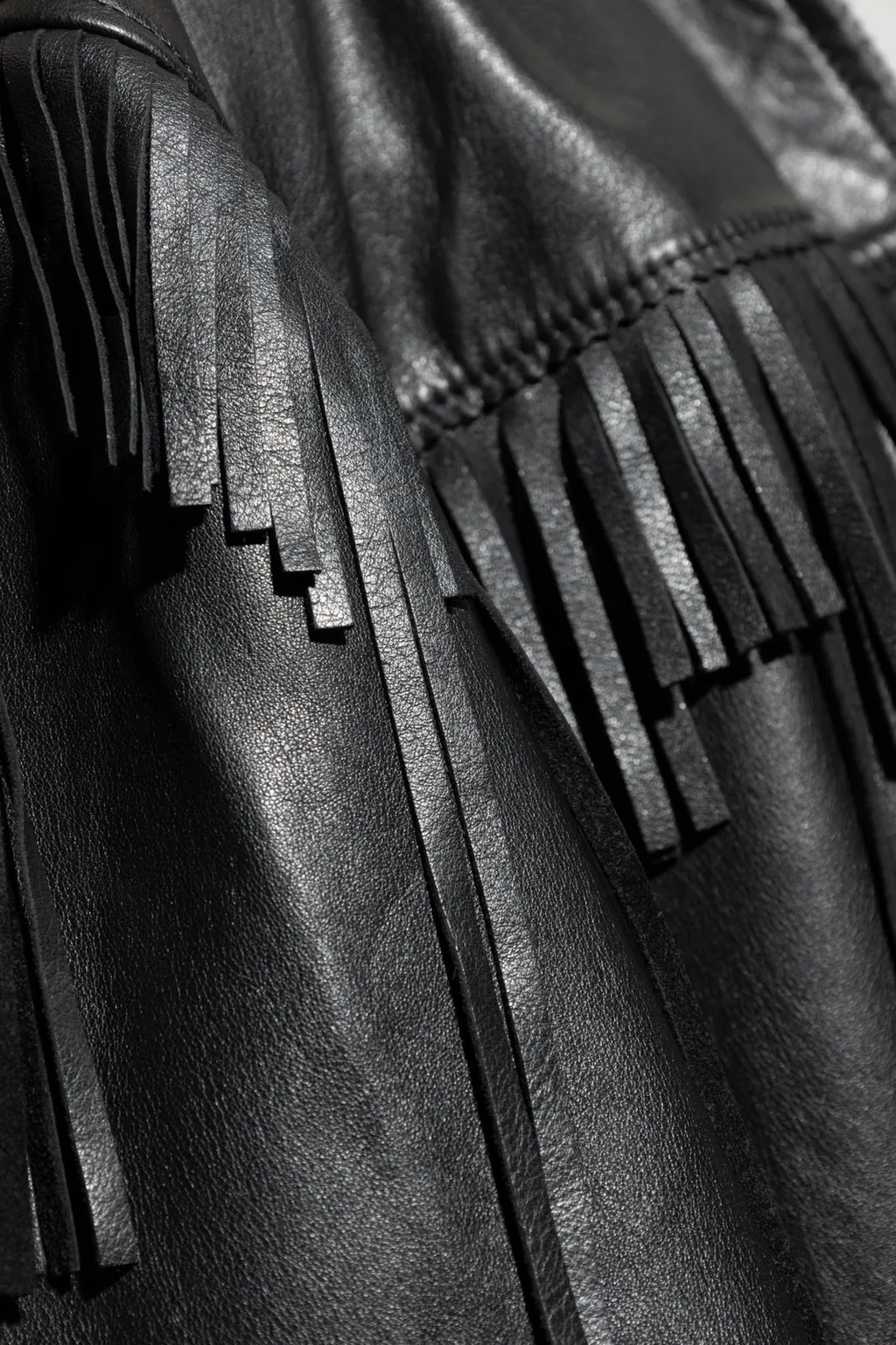 Fringed Hooded Leather Jacket