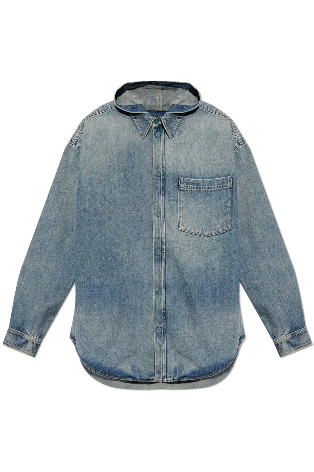 Collared Long-Sleeve Denim Shirt