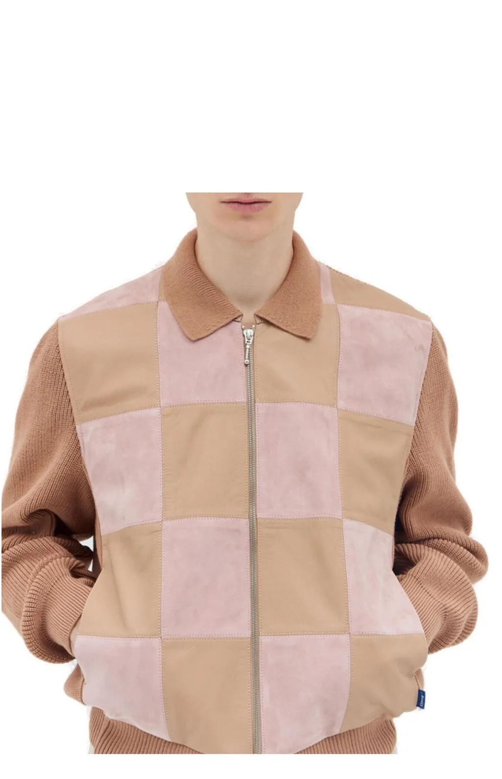 Checkered Knit Zip Jacket