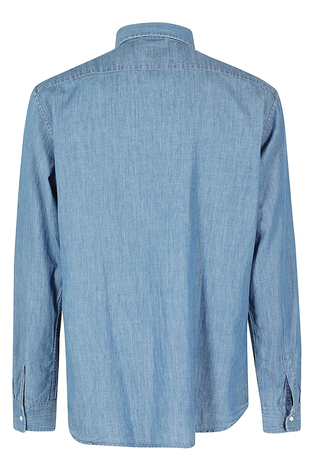 Pointed-Collared Buttoned Denim Shirt
