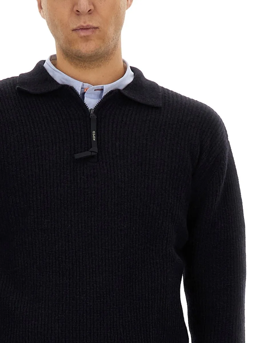 Wool Knit Half-Zip Sweater