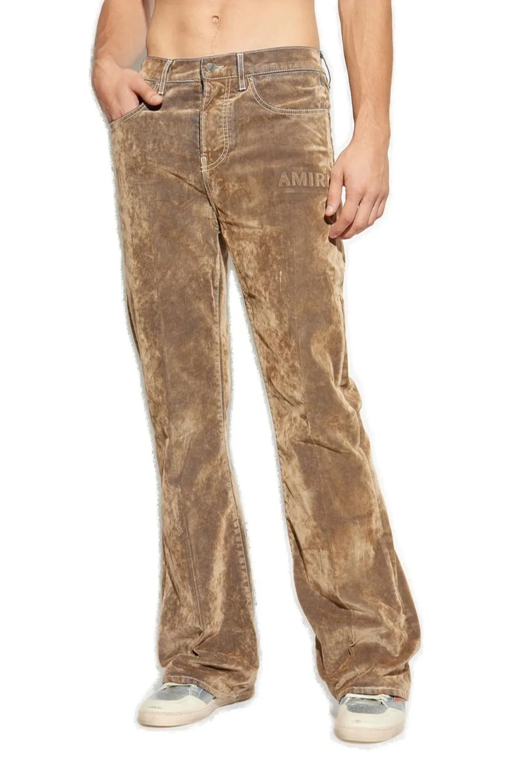 Logo Embroidered Velvet Jeans