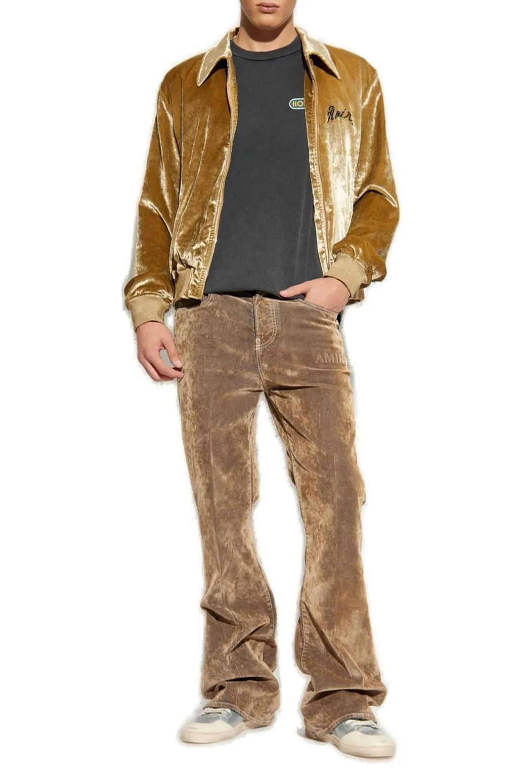 Logo Embroidered Velvet Jeans