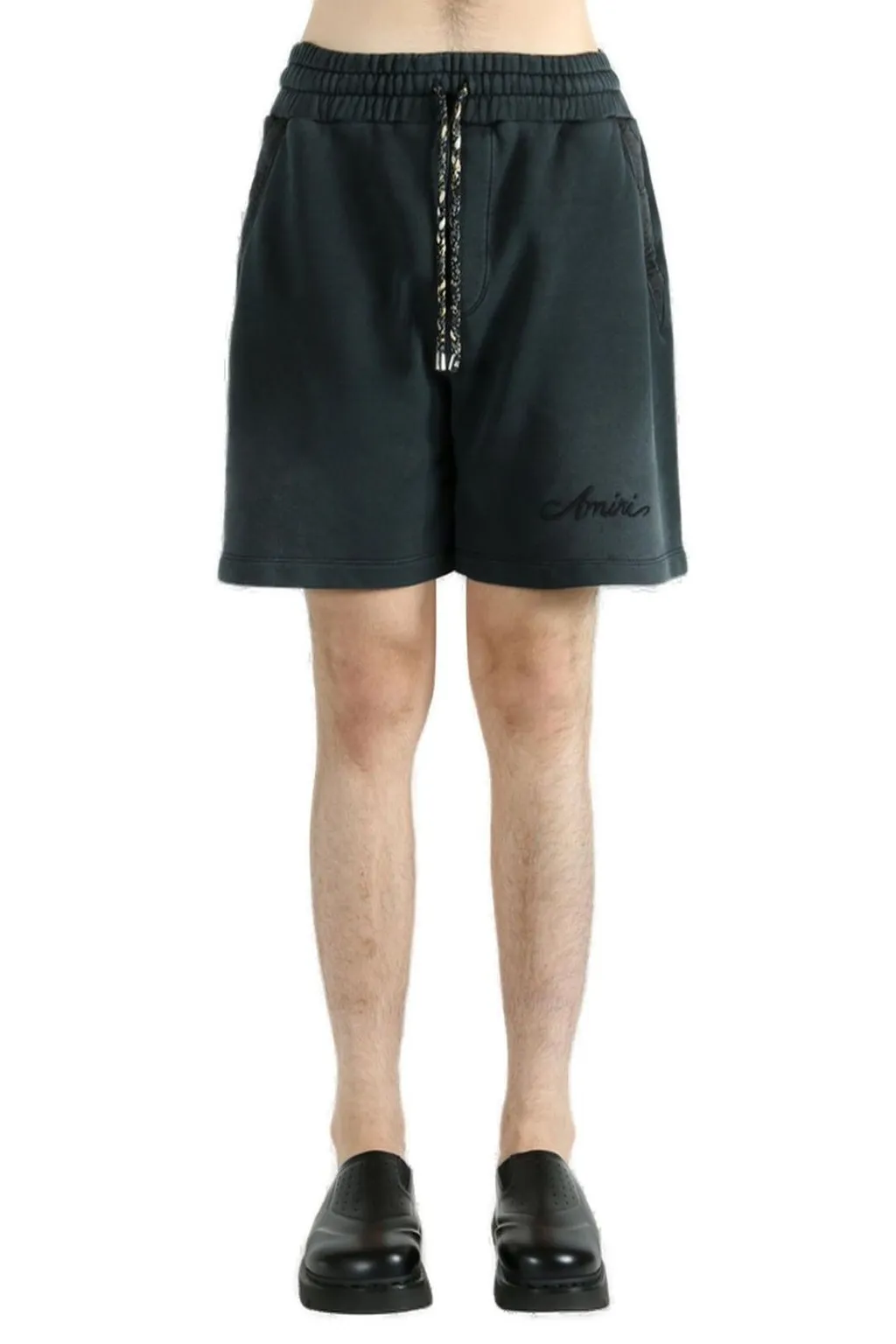Drawstring Logo Embroidered Panelled Shorts