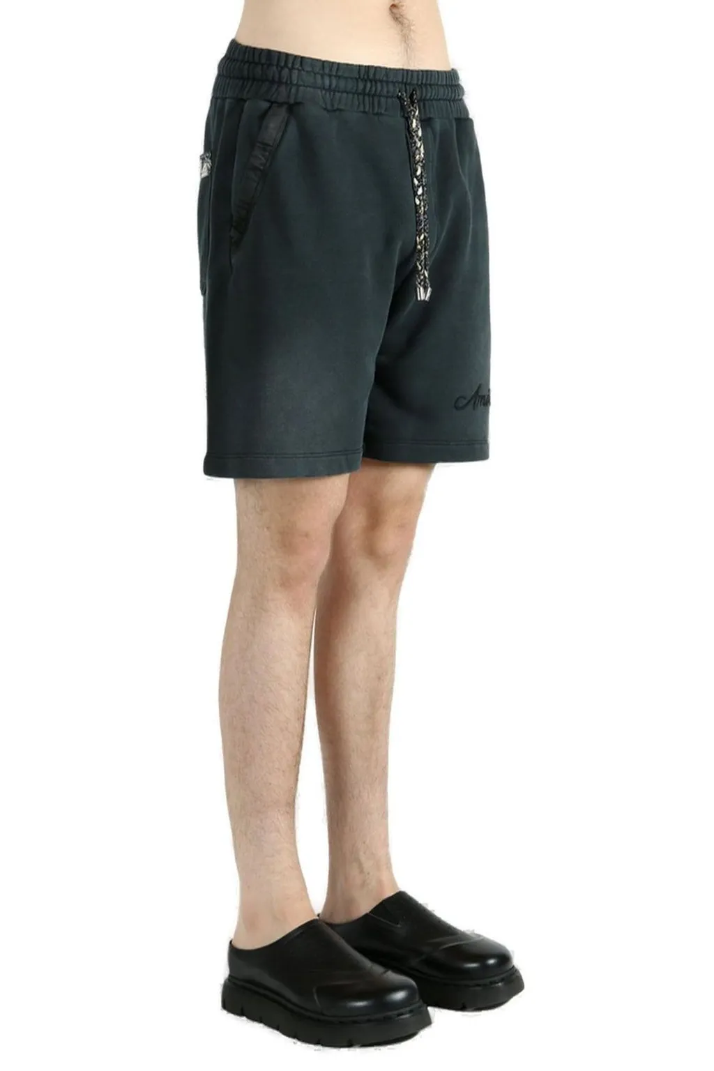 Drawstring Logo Embroidered Panelled Shorts