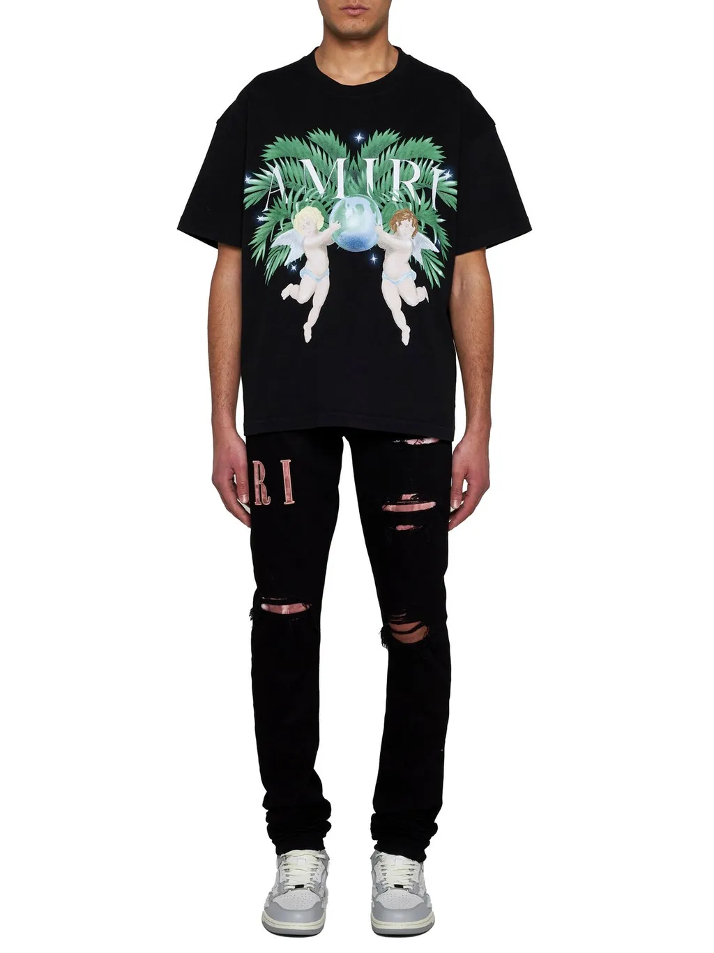 Logo Patch Distressed Skinny Jeans