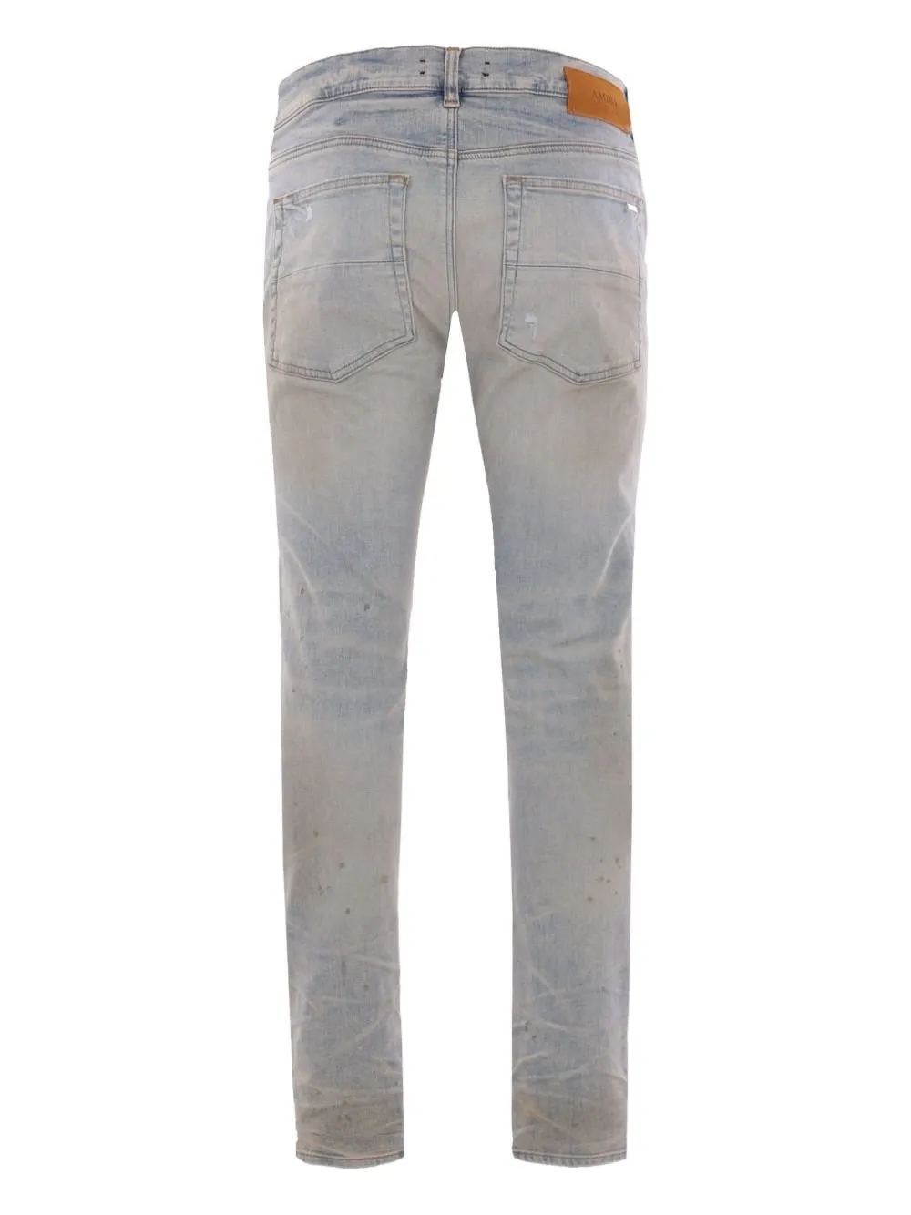 Distressed Logo Patch Straight-Leg Jeans