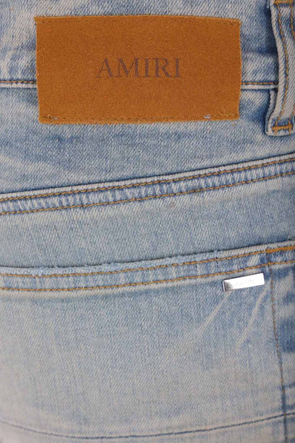 Distressed Logo Patch Straight-Leg Jeans