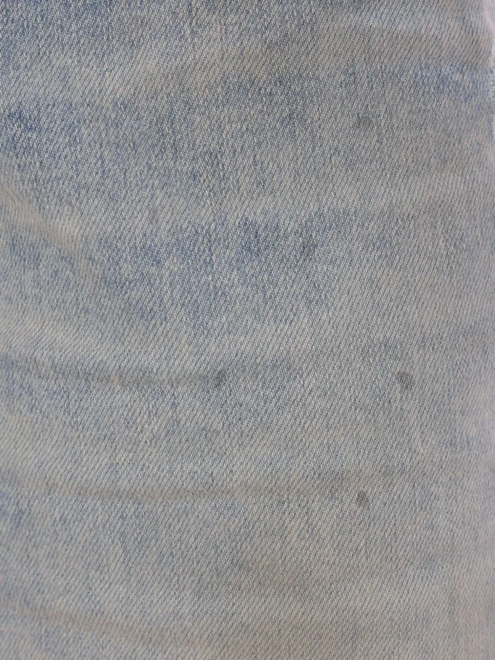 Distressed Logo Patch Straight-Leg Jeans