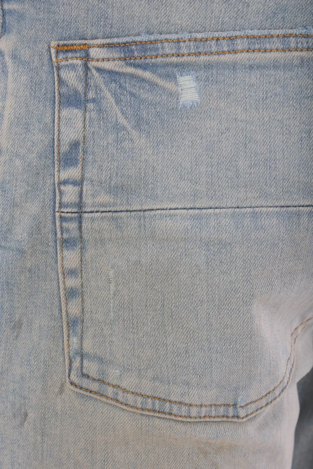 Distressed Logo Patch Straight-Leg Jeans