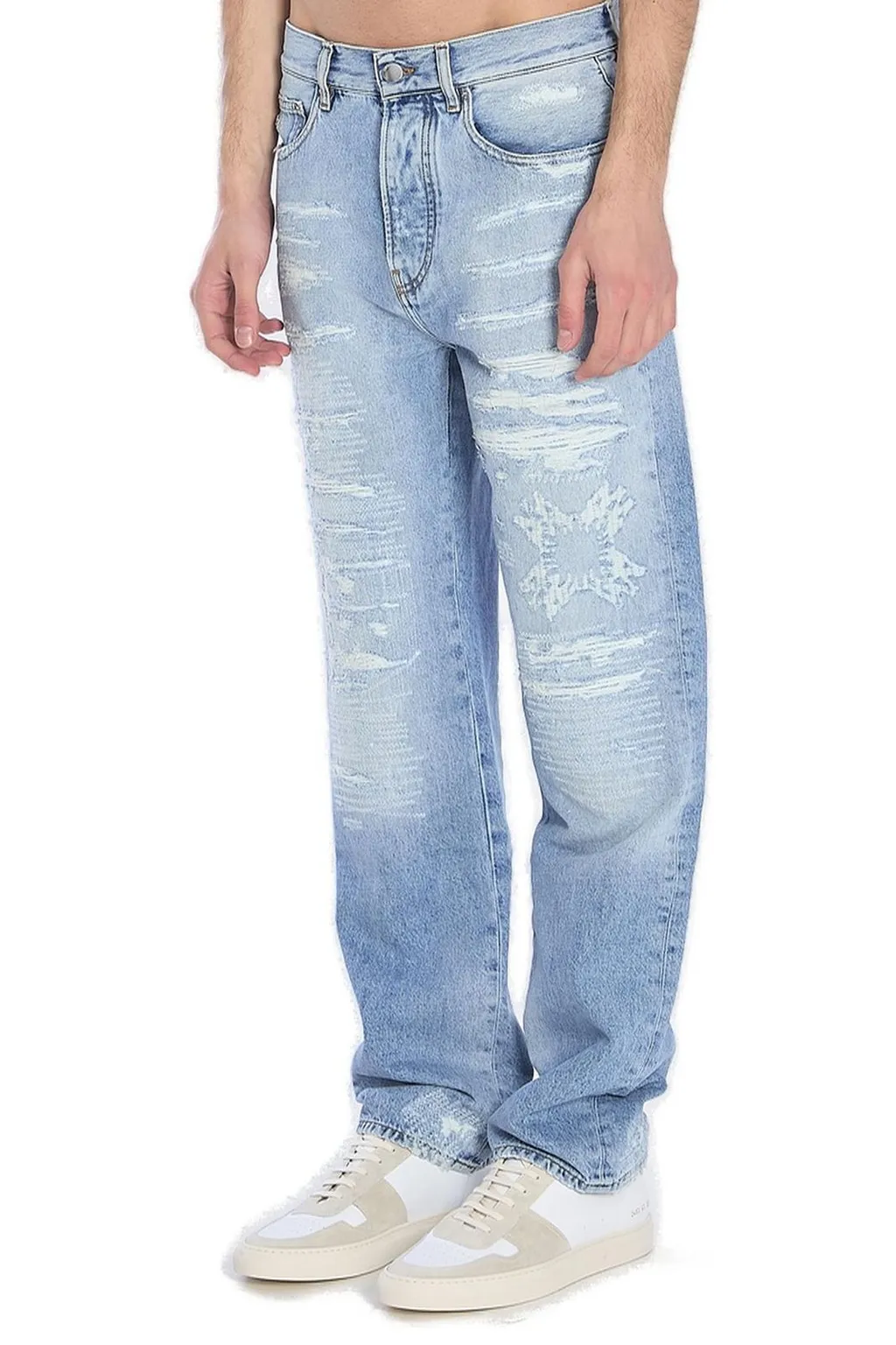 Distressed Straight Leg Jeans
