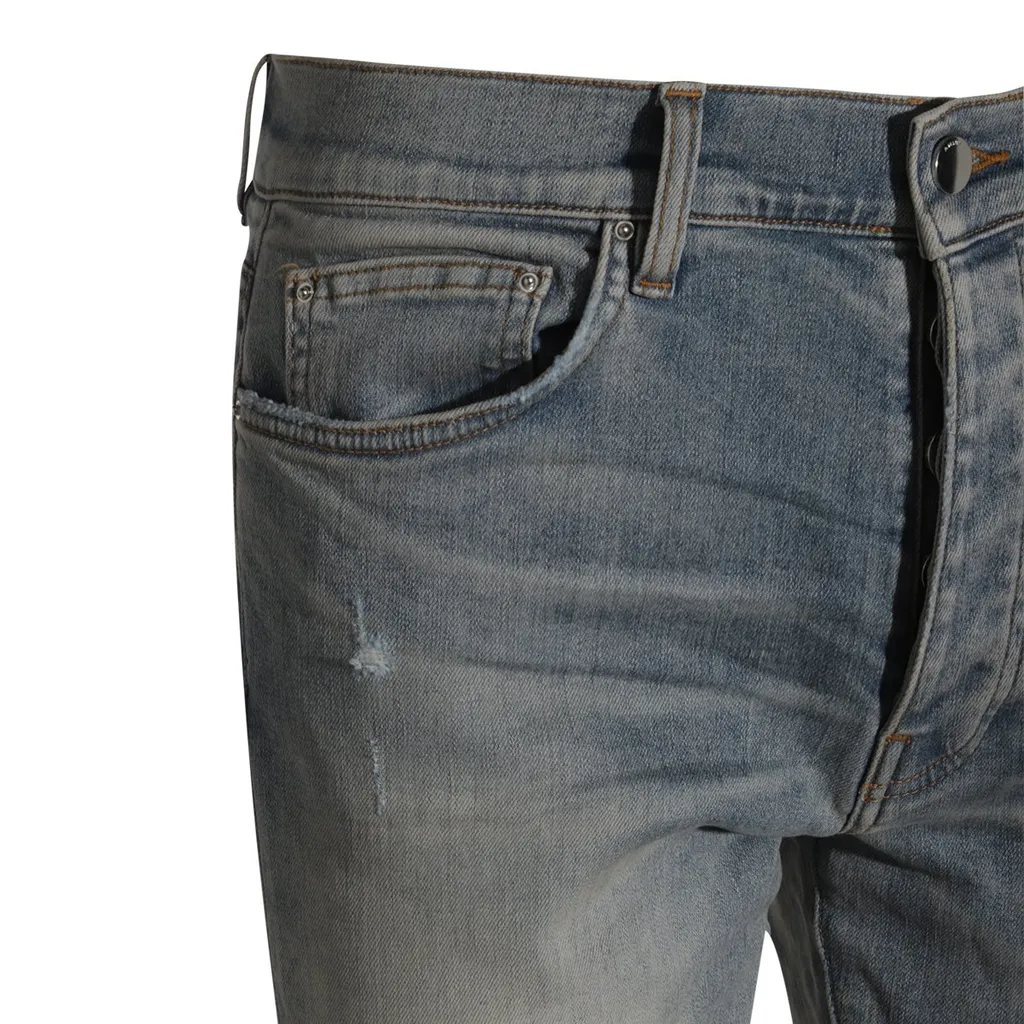Logo Embroidered Distressed Skinny Jeans