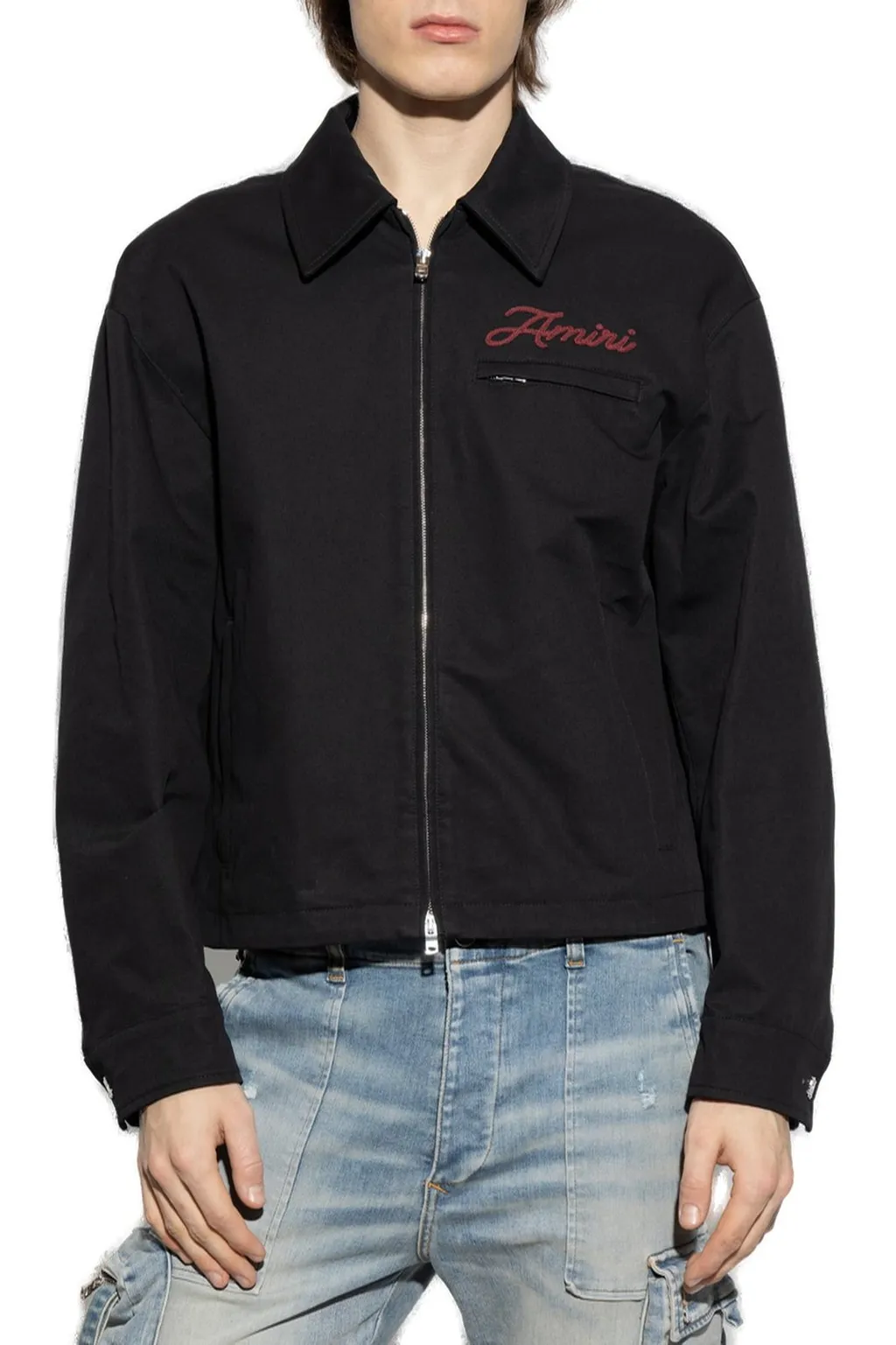 Logo Embroidered Zipped Jacket