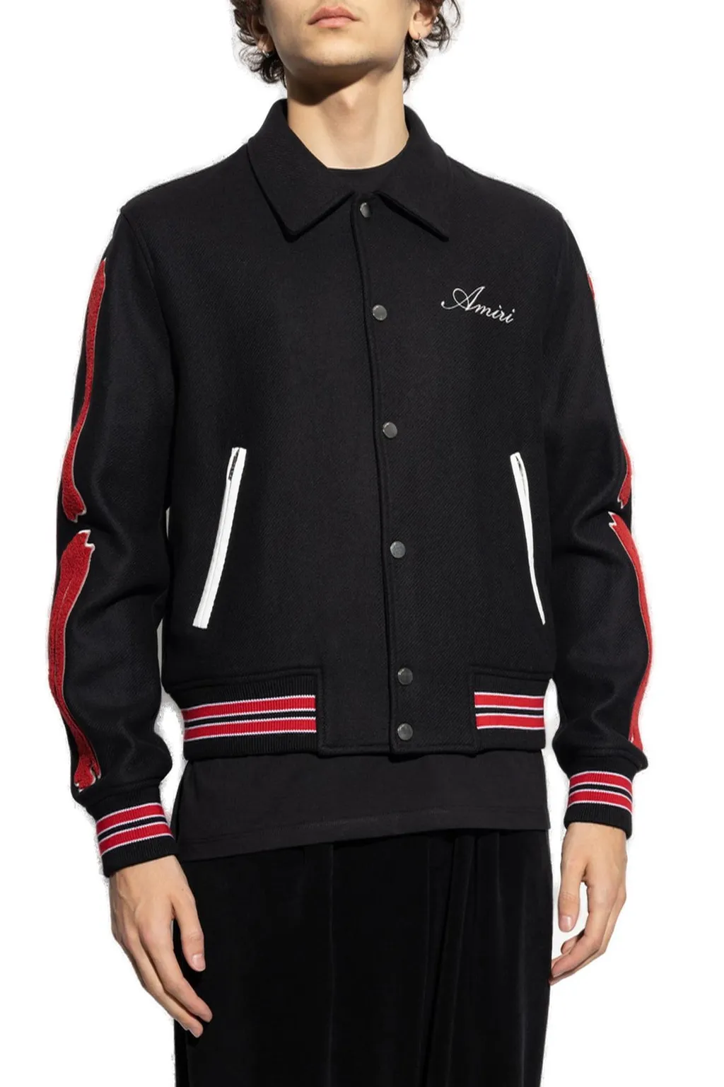 Logo Embroidered Bones Bomber Jacket