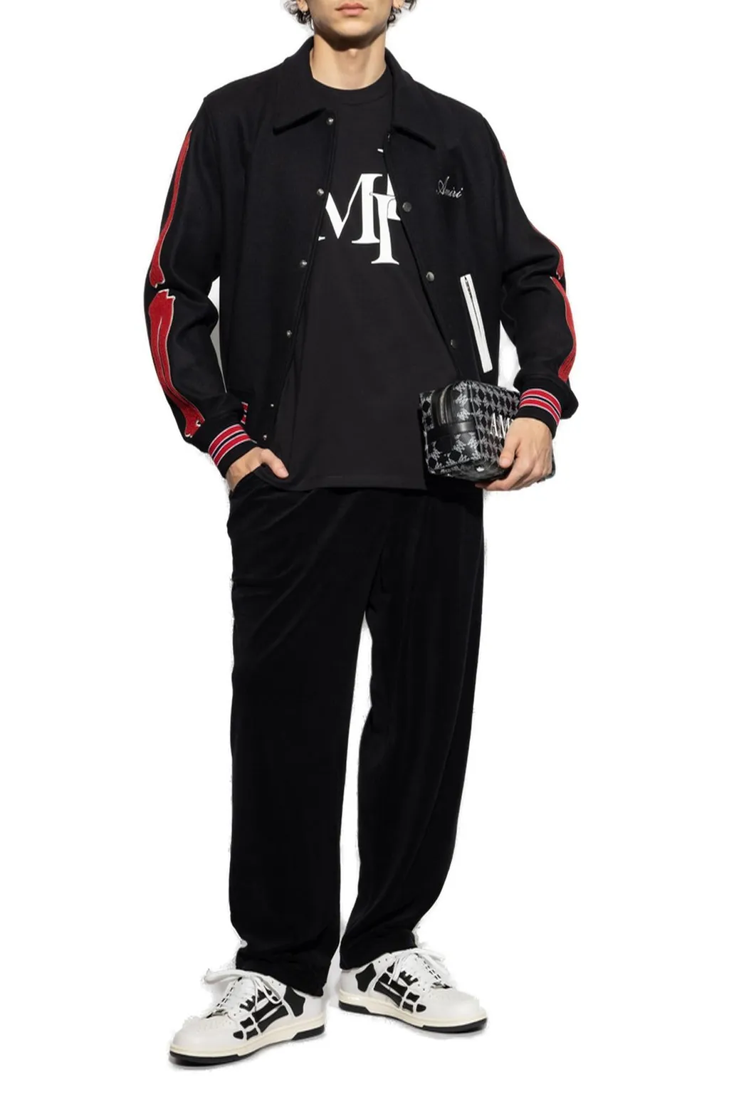 Logo Embroidered Bones Bomber Jacket