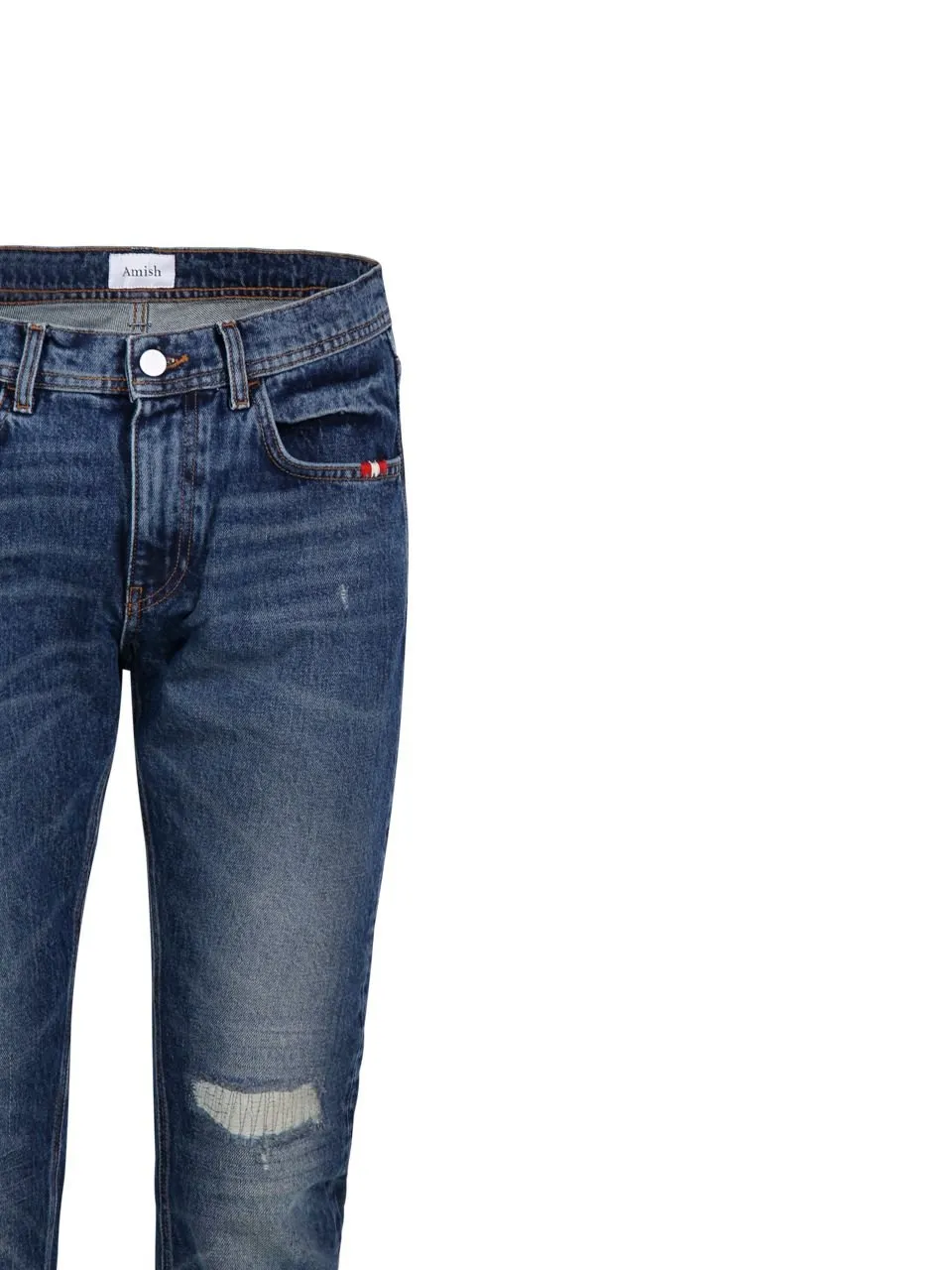 Distressed Straight-Leg Jeans