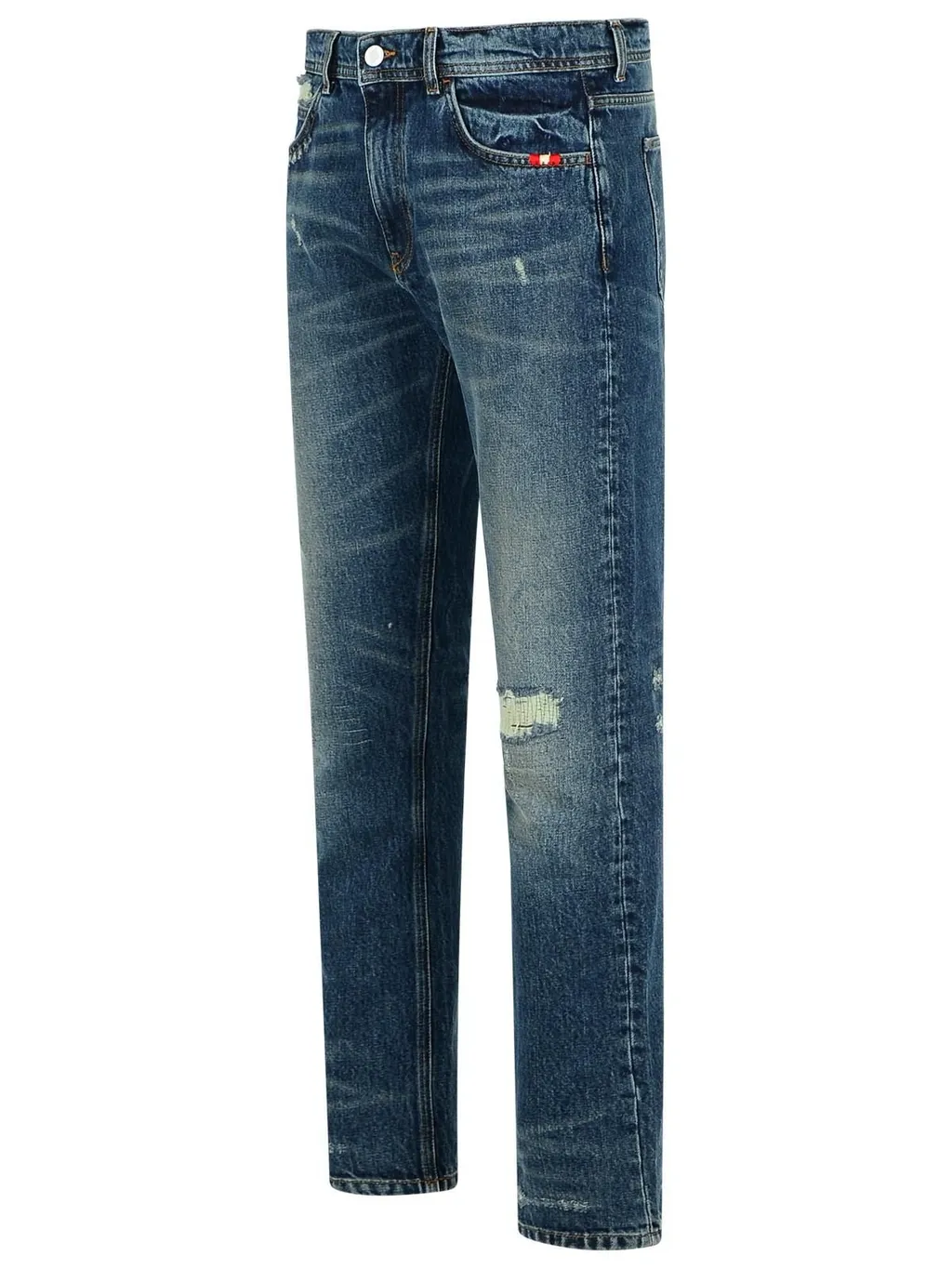 Distressed Straight-Leg Jeans