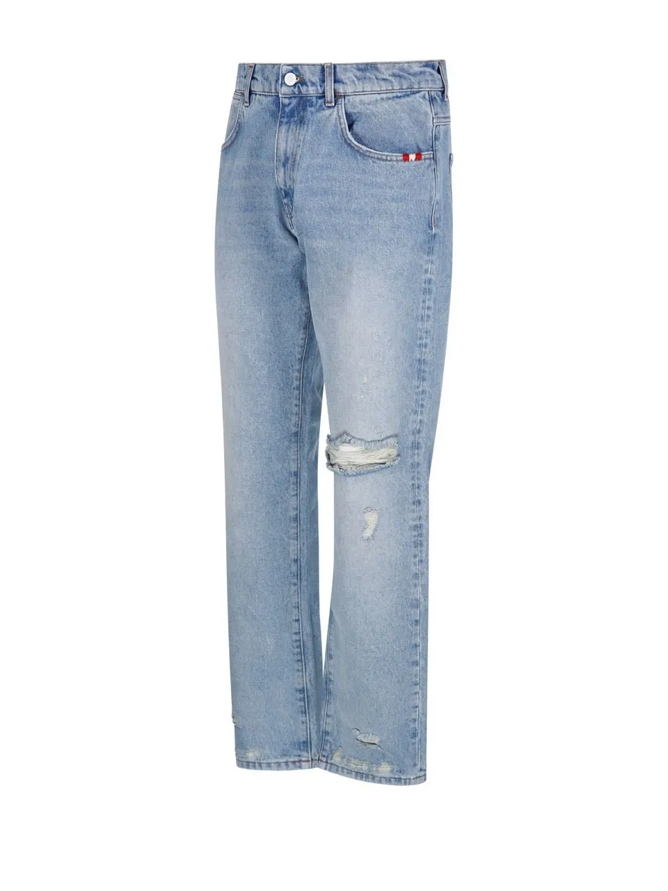 Distressed Straight-Leg Jeans