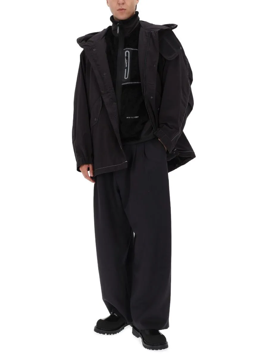 Reflective-Stitching Hooded Coat