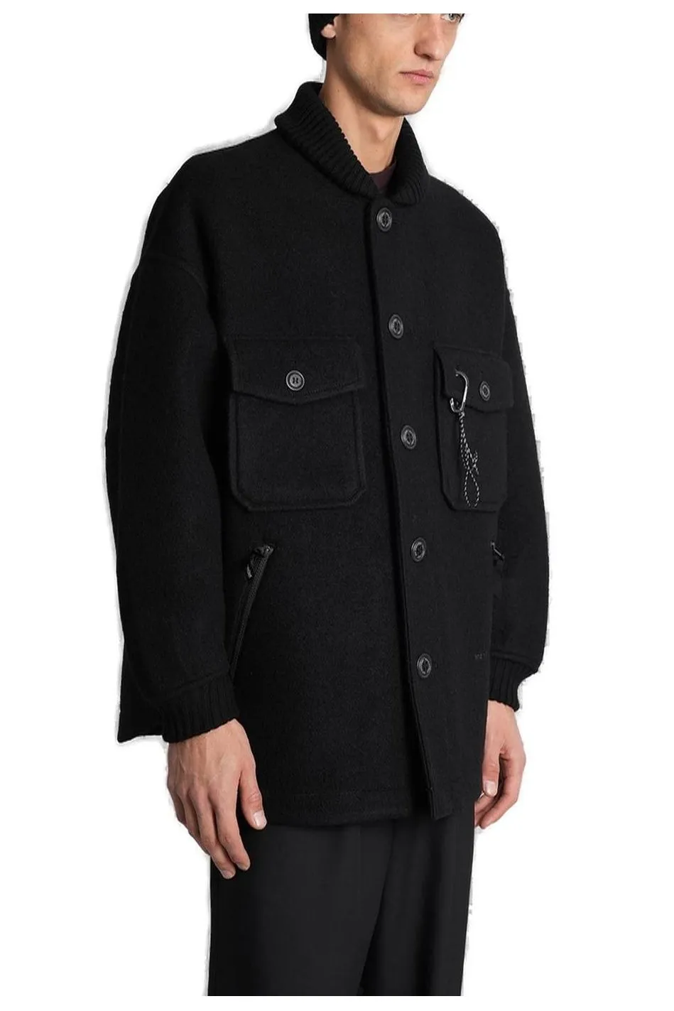 Logo Embroidered Checked Coat