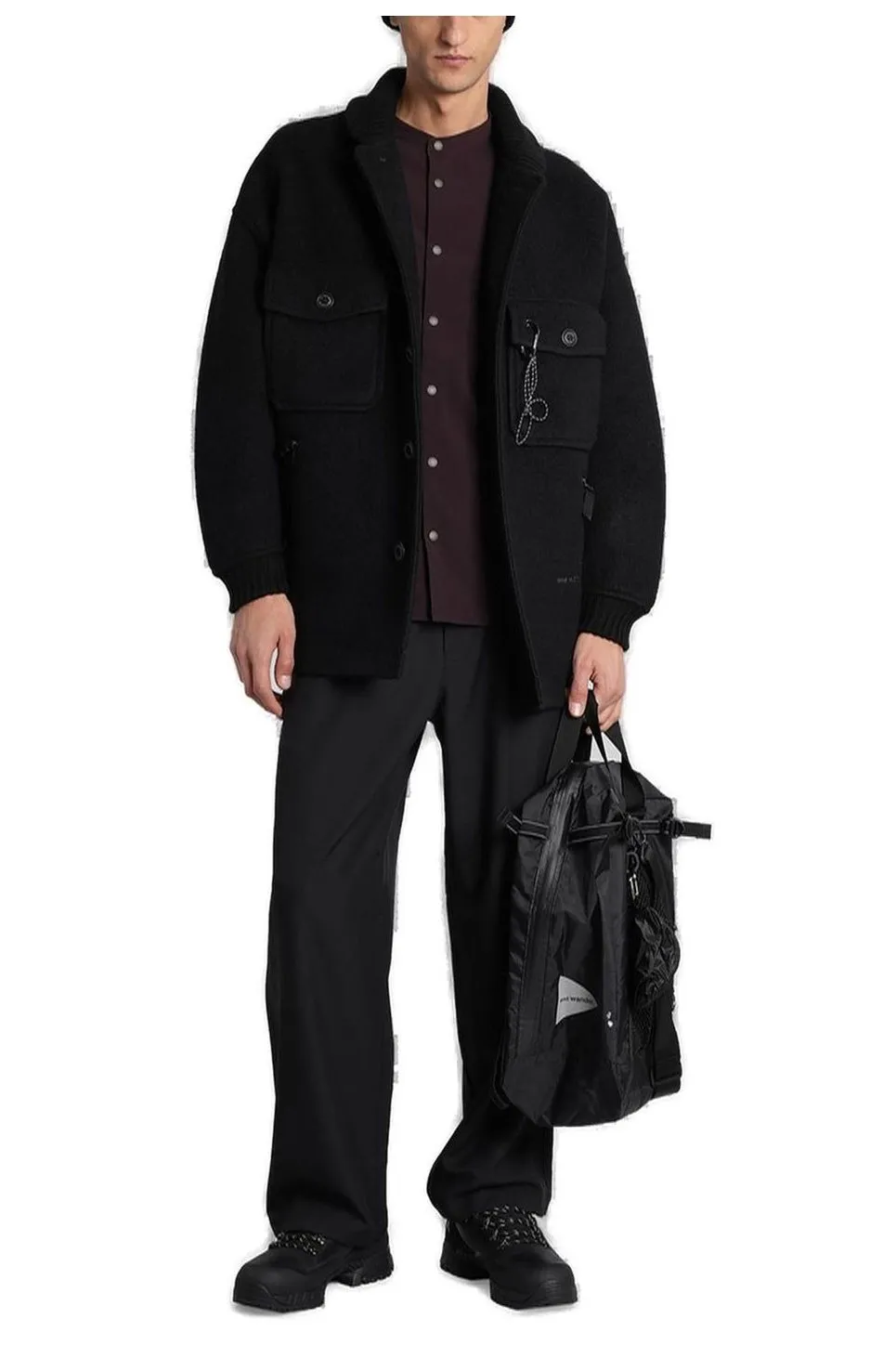 Logo Embroidered Checked Coat