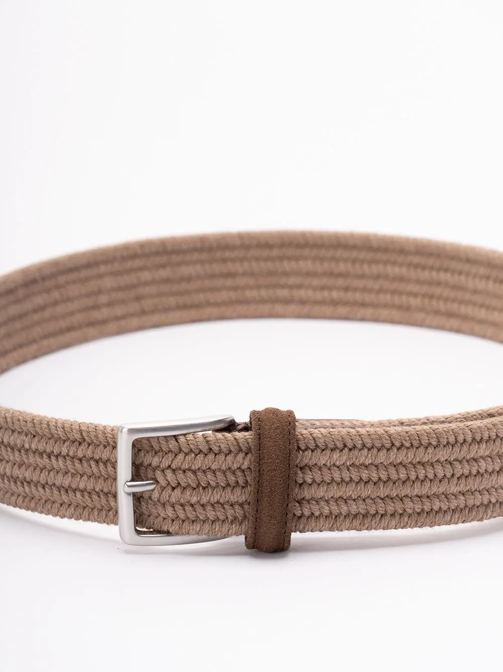 Woven Suede-Trim Belt