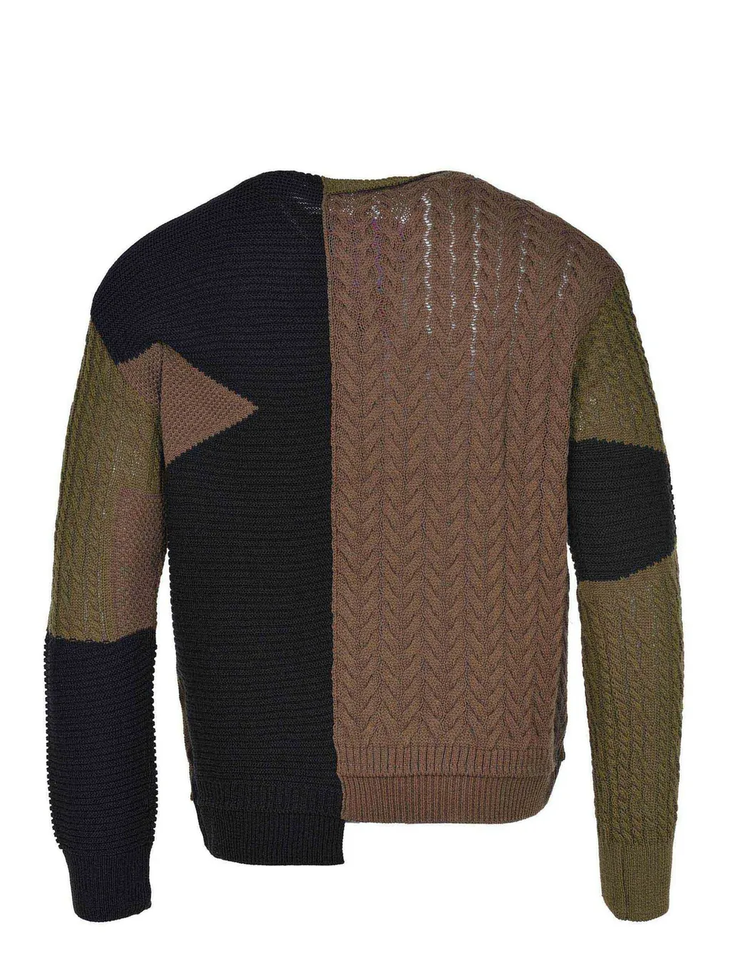 Patchwork Asymmetric Crewneck Jumper