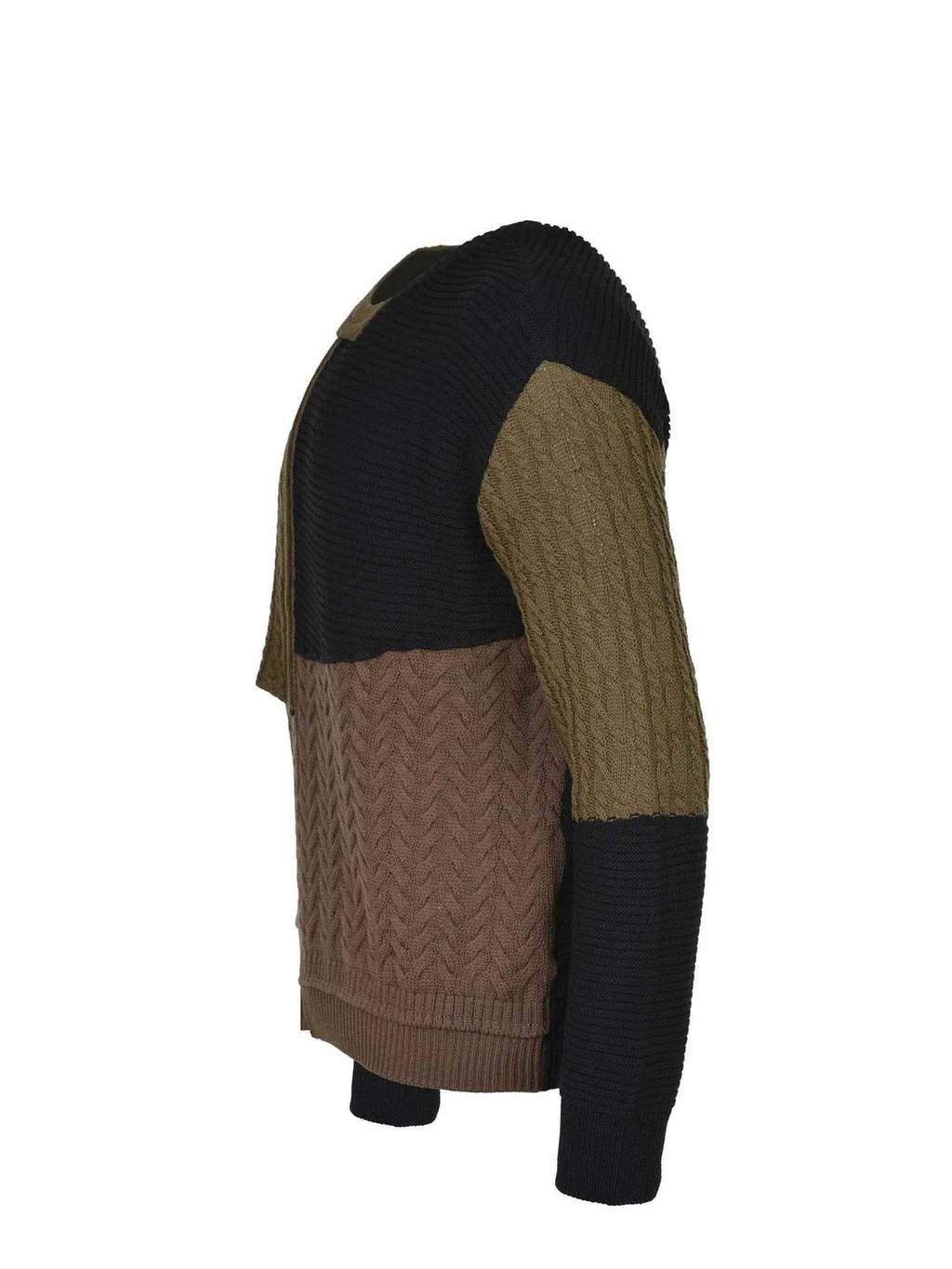 Patchwork Asymmetric Crewneck Jumper