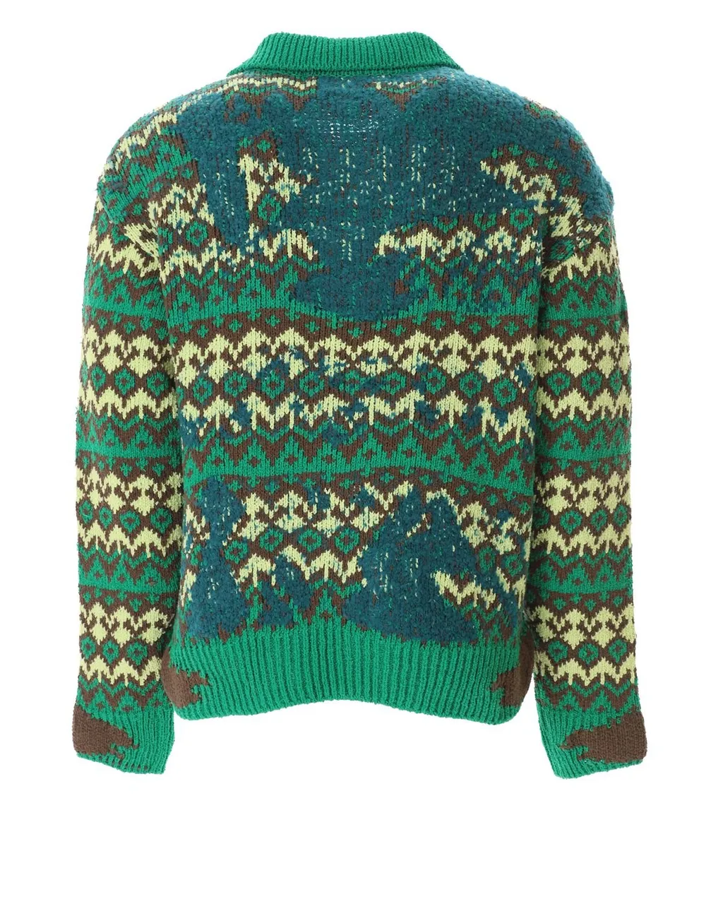 Intarsia Zip-Up Cardigan