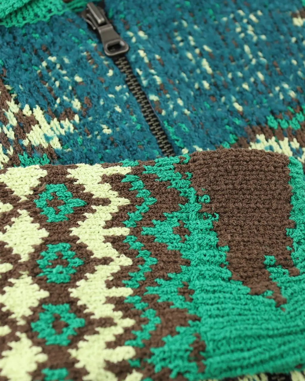Intarsia Zip-Up Cardigan
