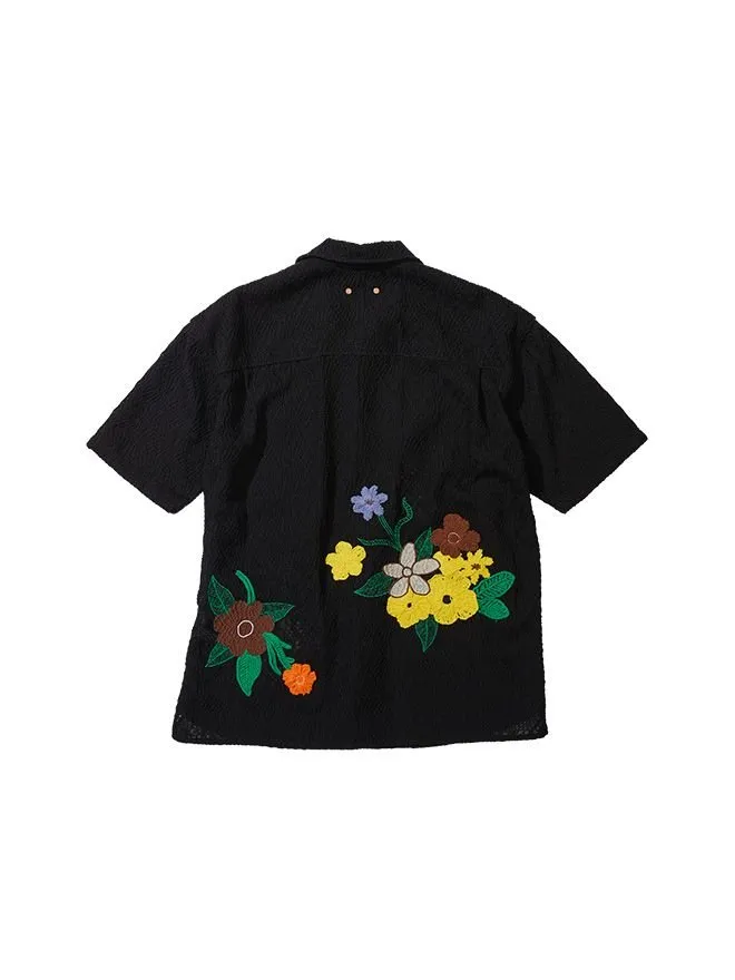 Flower Embroidered Short Sleeved Shirt