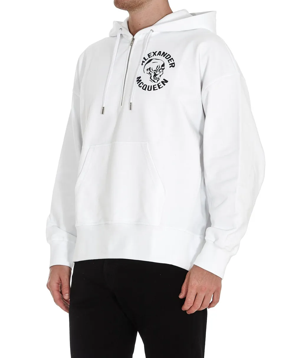 Skull Print Half-Zip Hoodie