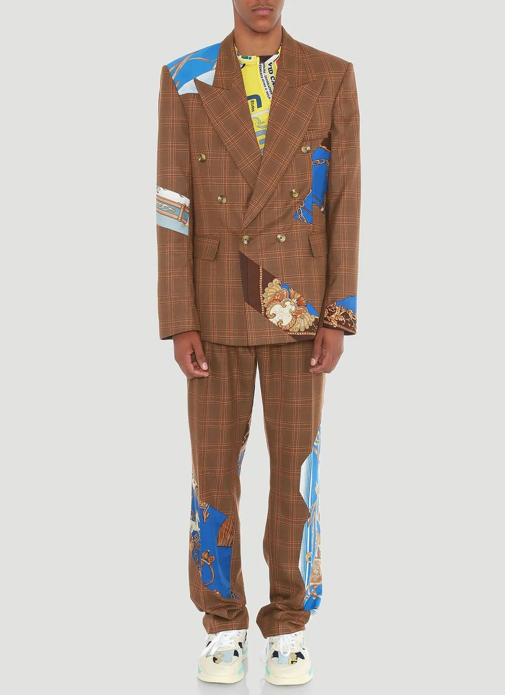 Check Pattern Straight-Leg Pants