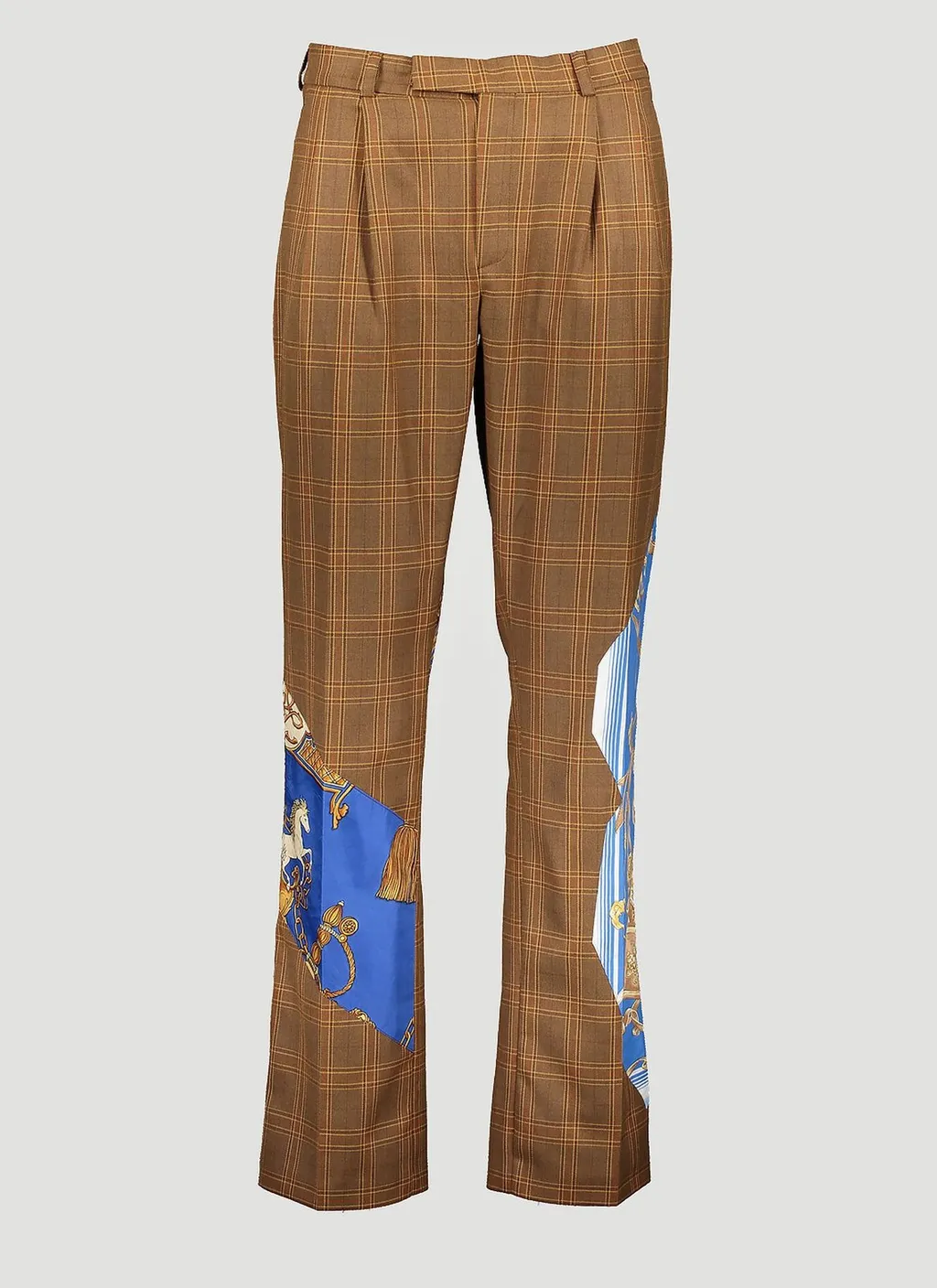Check Pattern Straight-Leg Pants