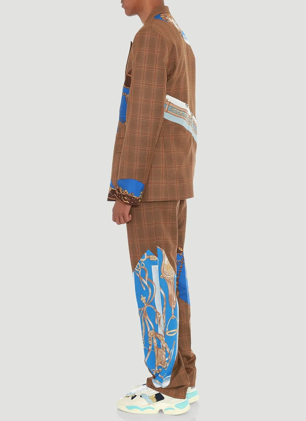 Check Pattern Straight-Leg Pants