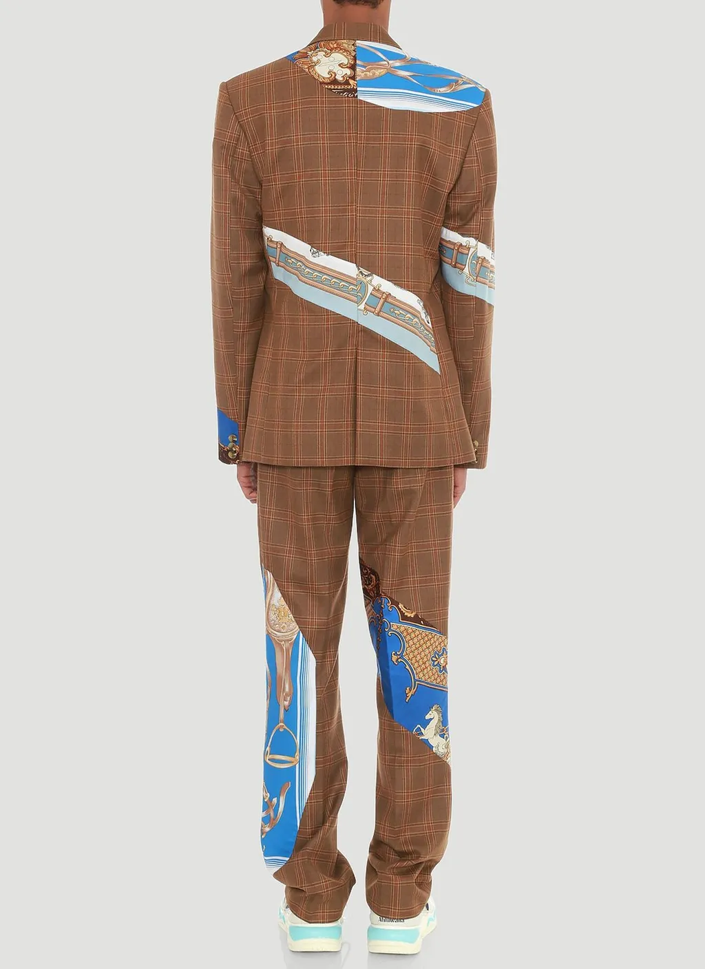 Check Pattern Straight-Leg Pants