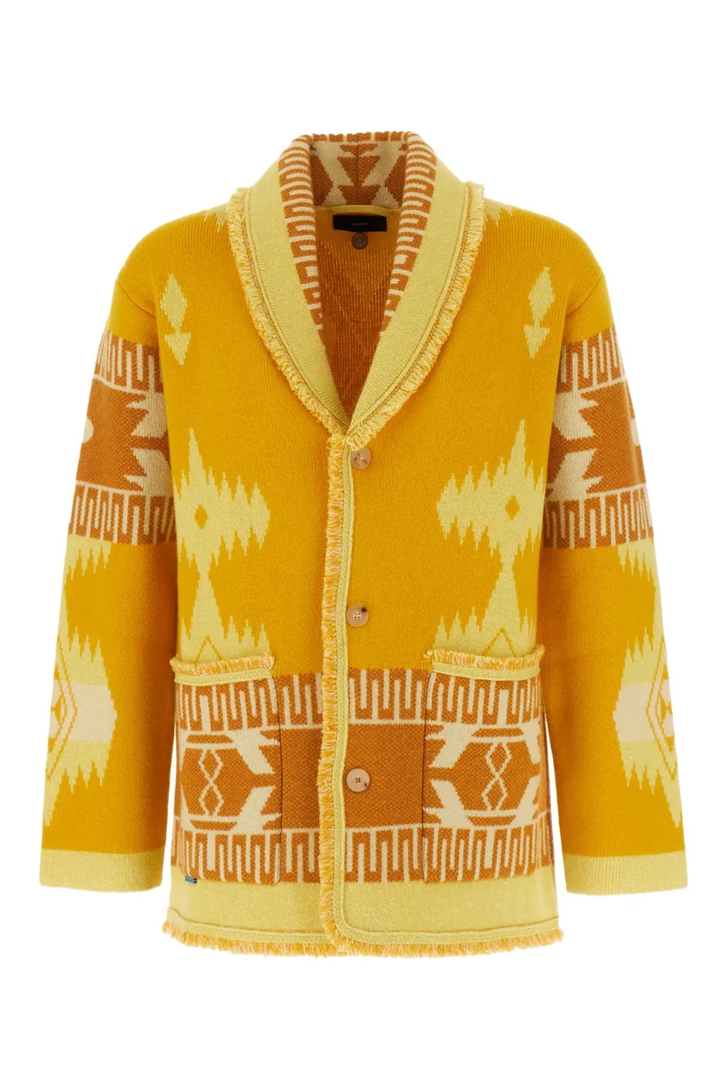 Icon Pattern Jacquard Fringed Detailed Cardigan